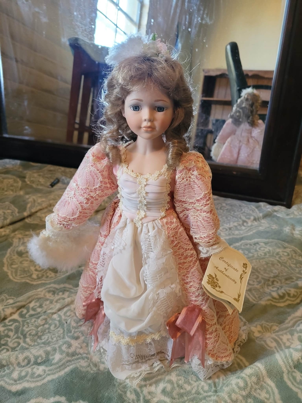 Pink Porcelain Collector Doll in Lace Dress